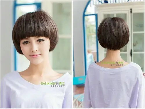 尚青丝新款假发蘑菇头 短发bobo头 齐刘海蓬松女生气质型 假发套