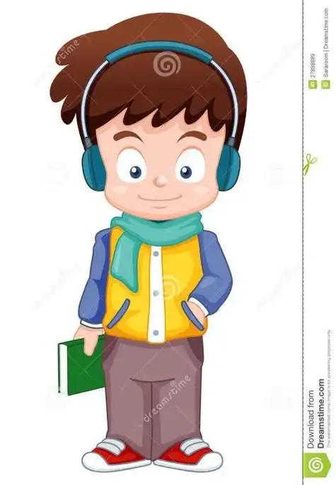 简笔画男孩听音乐