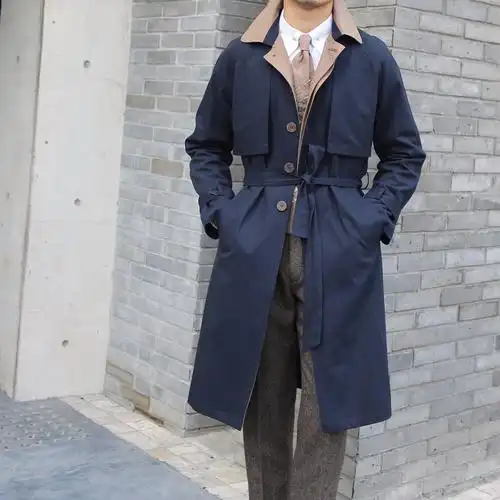 三先生自制韩版潮流英伦英伦风风衣男士中长休闲时尚风衣