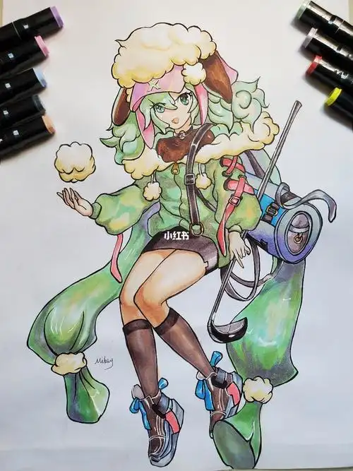 马克笔手绘白羊座动漫女生手已生