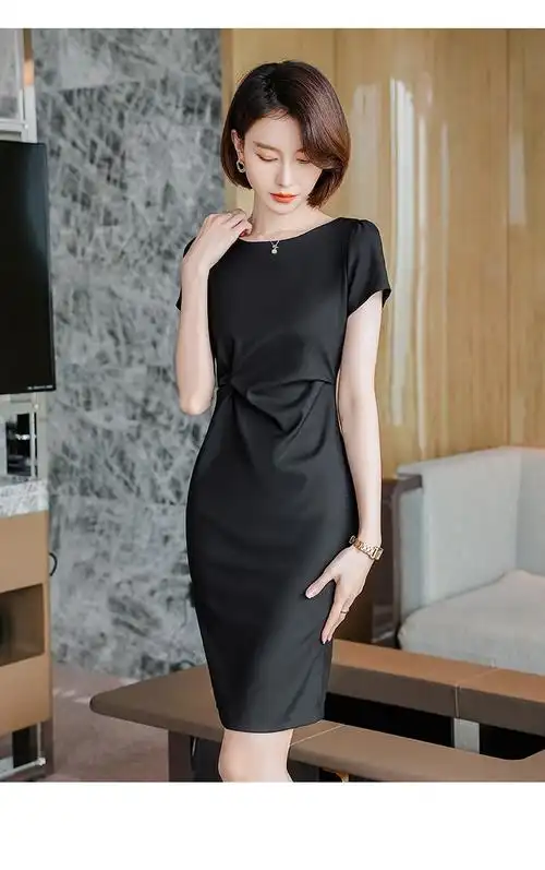 皮尔卡丹法国巴黎时尚女装职业装连衣裙女夏新款醋酸裙子时尚气质女神