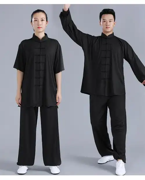 太极服女春夏季牛奶丝练功服透气太极拳服装男晨练练功服团队武术服