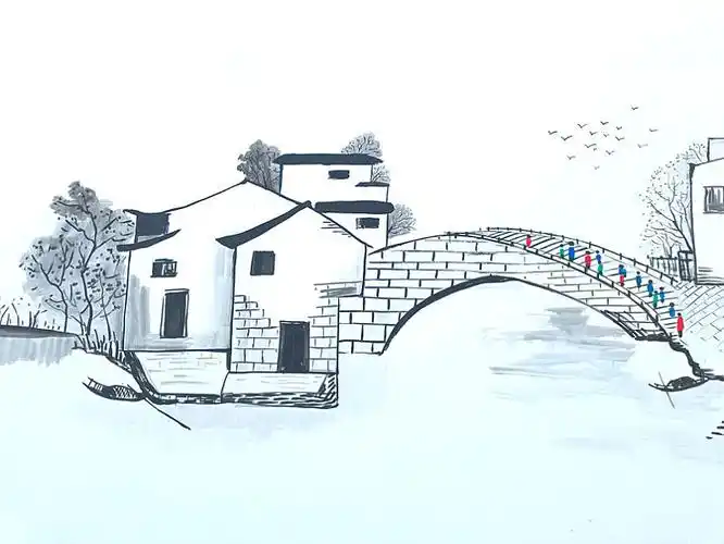 水乡插画 水墨江南_高清图片_全景视觉