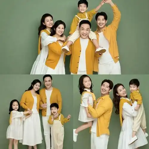 包邮2022新款影楼亲子装儿童摄影服装一家六口全家福艺术拍照写真