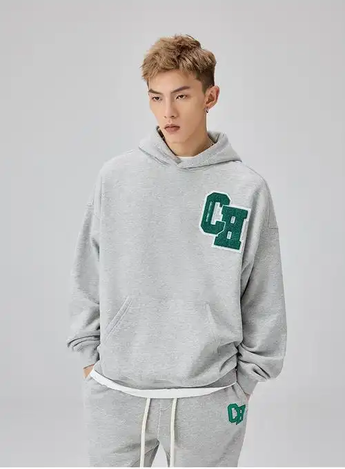 zbrt chinim ch 徽章系列 美式休闲连帽重磅卫衣男潮牌宽松字母