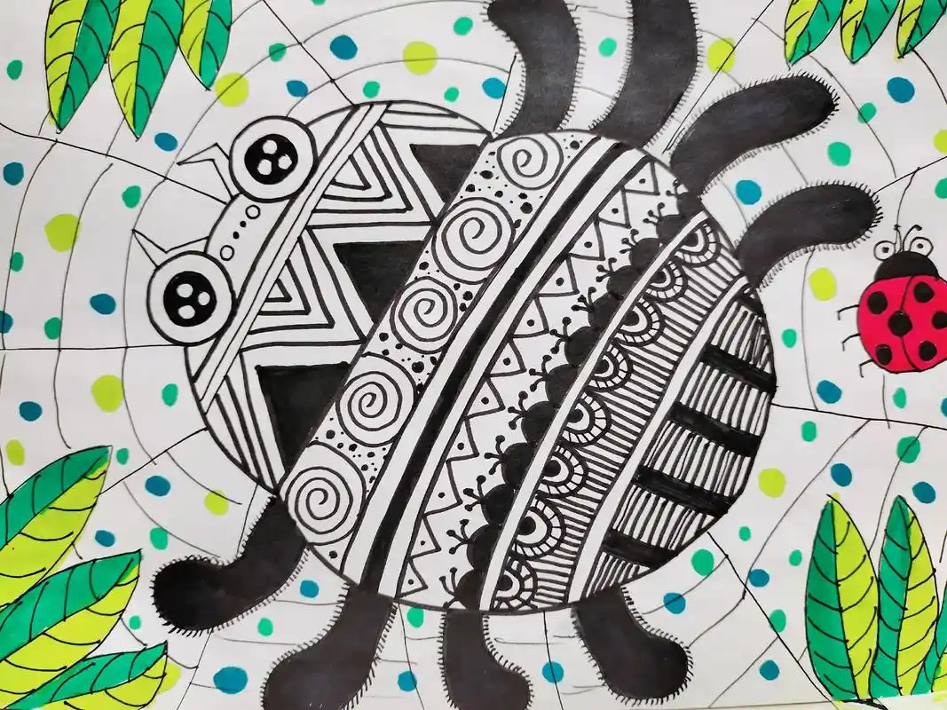 蜘蛛线描儿童画