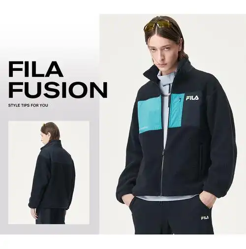 filafusion斐乐潮牌男子运动外套2021年冬季新款仿羊羔绒夹克迷雾灰gy