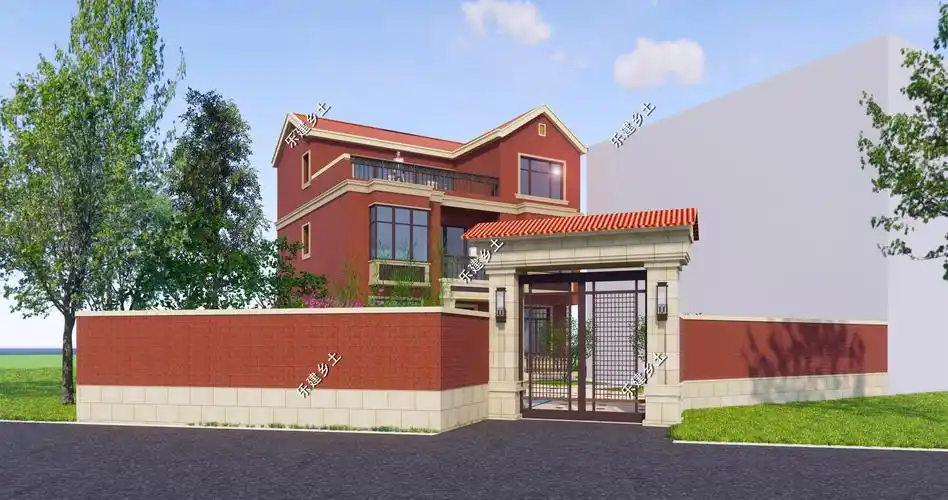 两层半大露台欧式别墅建设完成红红火火效果迷人