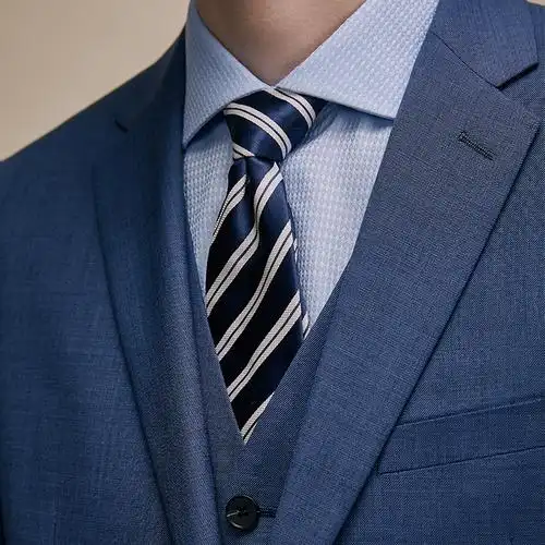 男士羊毛西服套装藏蓝色商务正装西装男新郎结婚礼服修身三件套