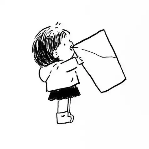 简笔画妹妹在喝水