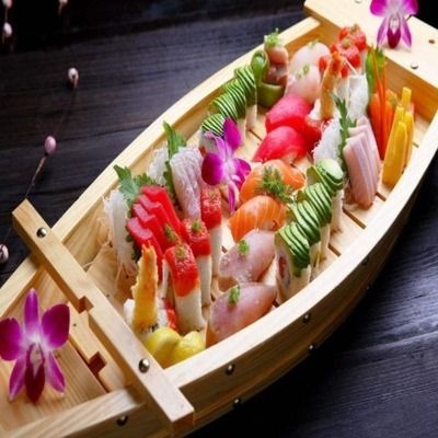寿司船刺身船木质餐厅木船草船借箭夜场海鲜干冰盘