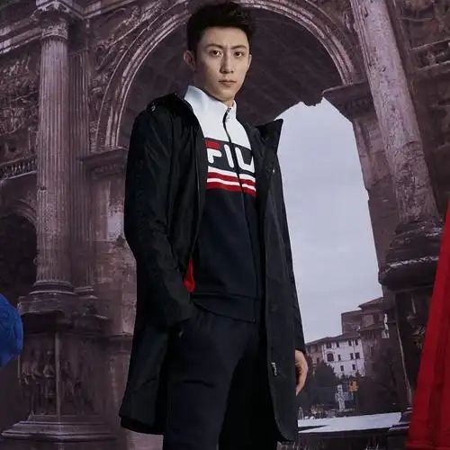 斐乐男装黄景瑜同款男款中长款时尚休闲轻薄连帽梭织外套