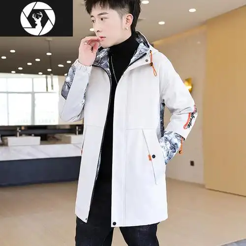 hongzun外套男秋冬季韩版潮流加绒厚夹克男士冬装上衣服青少年中长款
