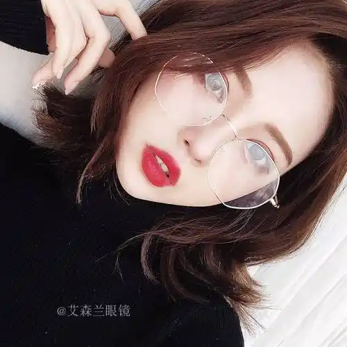 玫瑰金眼镜框女近视可配不规则菱形眼镜框女网红款复古潮原宿风男