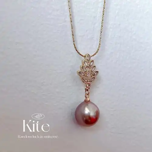 富贵儿镜面爱迪生紫色珍珠单颗吊坠项链