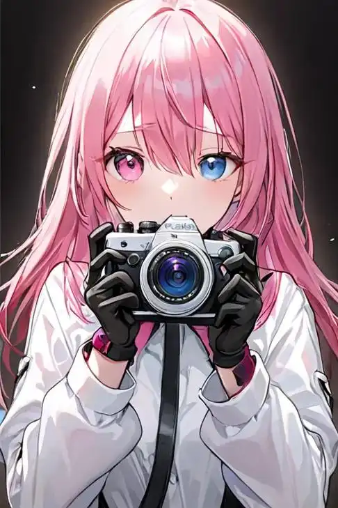 头像|粉毛相机少女 #热门 #动漫女头 #二次元美图 #粉色 - 抖音