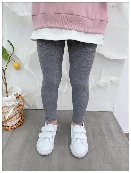 女童打底裤2022春夏季修身长裤花边可开裆幼儿园女宝宝大弹力裤子