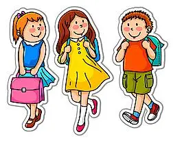 卡通扁平男孩女孩背书包放学矢量元素