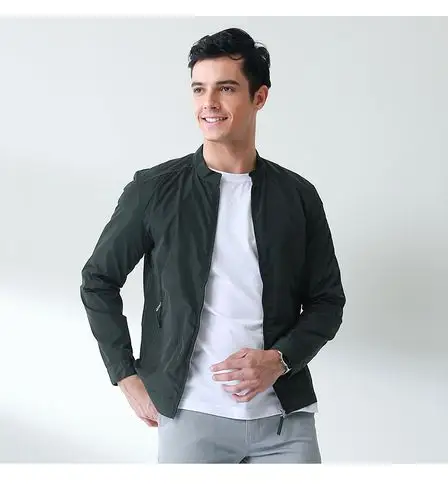 棉先生男装 春季新款男士修身上衣青年休闲外套 立领夹克衫男春秋