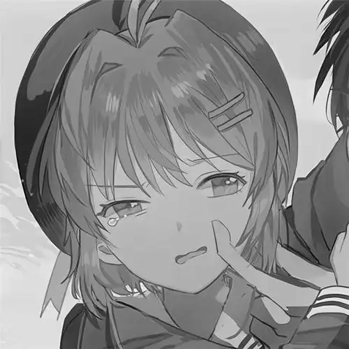 黑白动漫绘画情侣头像一男一女高清图片