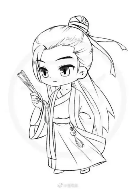 q版动漫人物简笔画男古风