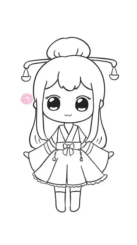 星座简笔画古风天秤座线稿分解图12星座古风少女怎么画十二星座汉服简