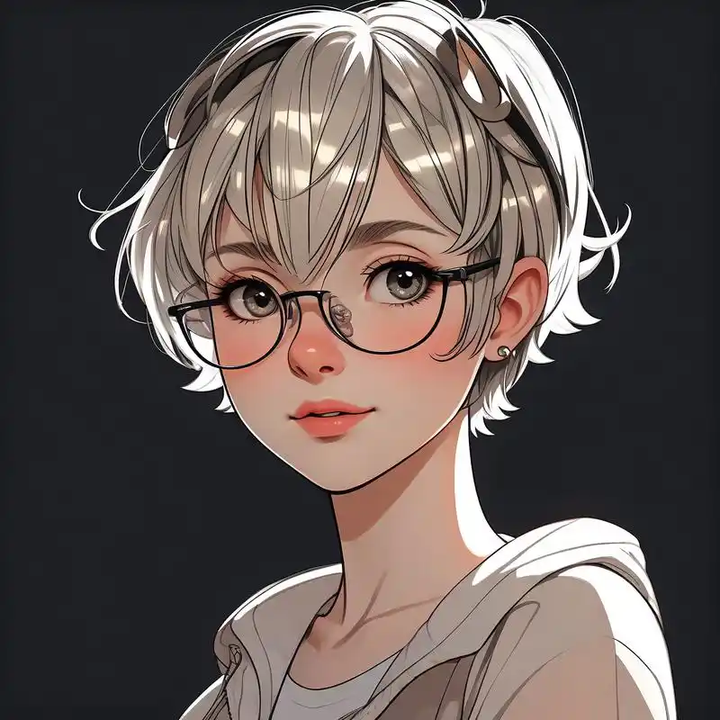 短发女孩戴眼镜头像97996900