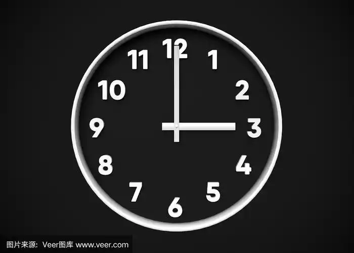 时钟3点钟时间3d渲染