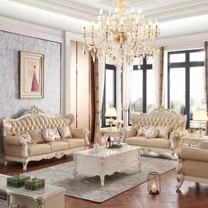 全友家居欧式真皮沙发组合客厅123家具套装奢华大小户型别墅实木