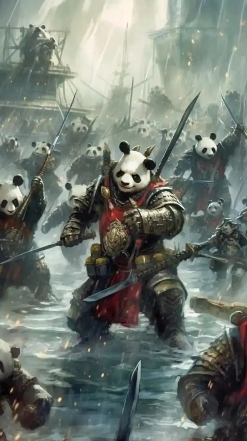 熊猫军团霸气登场.熊猫军团集结完毕,冲锋!#ai绘画#抖音图 - 抖音