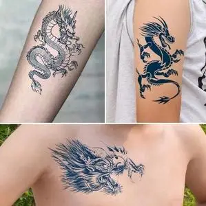 男士手臂龙纹身贴网红爆款胸部图案贴纸防水持久男仿真刺青文身贴