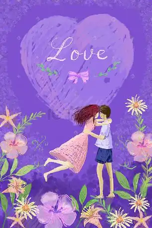 手绘情侣表白插画-手绘情侣表白配图-千库网