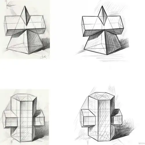 《组合几何体—素描速写美术绘画入门练习》by rh-7-248_奏者
