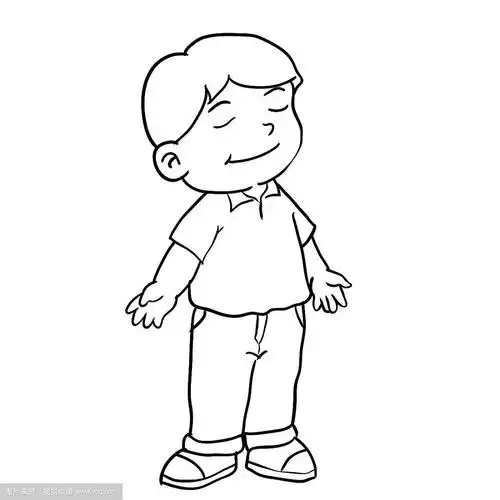 手画的男孩站-矢量插图