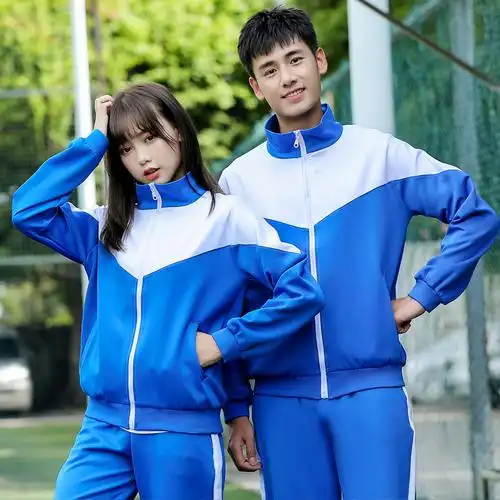 校服忽而今夏男女女同款长短袖蓝白运动会网红校服