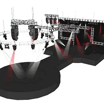 现代圆环形舞台草图大师模型,舞台skb模型分享