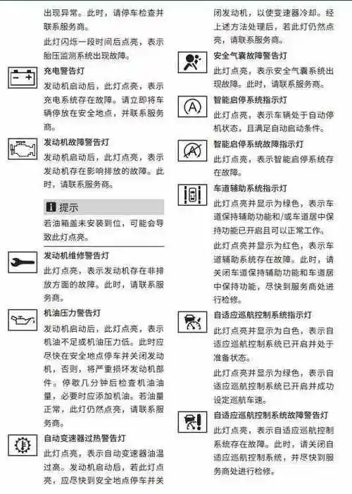哈弗h4仪表盘故障灯图解大全,哈弗h4指示灯图标解释