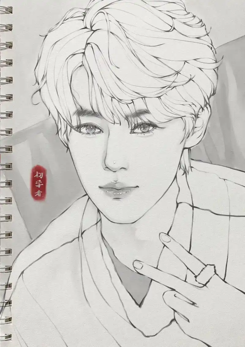 张真源 #procreate绘画 #线稿 一张张哥线稿,后 - 抖音