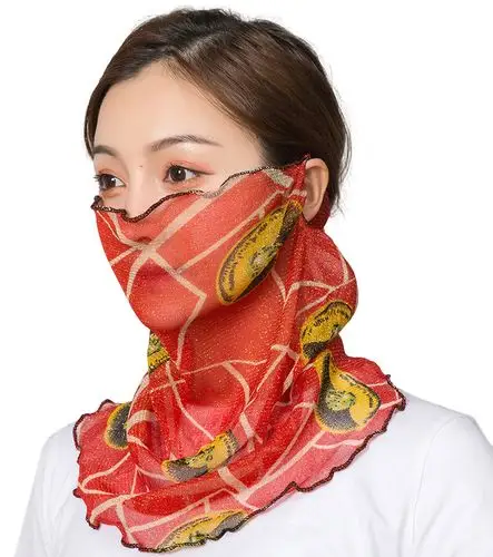 美子娇春季防晒防风多功能针织百变金丝围脖小口罩脖套丝巾挂耳