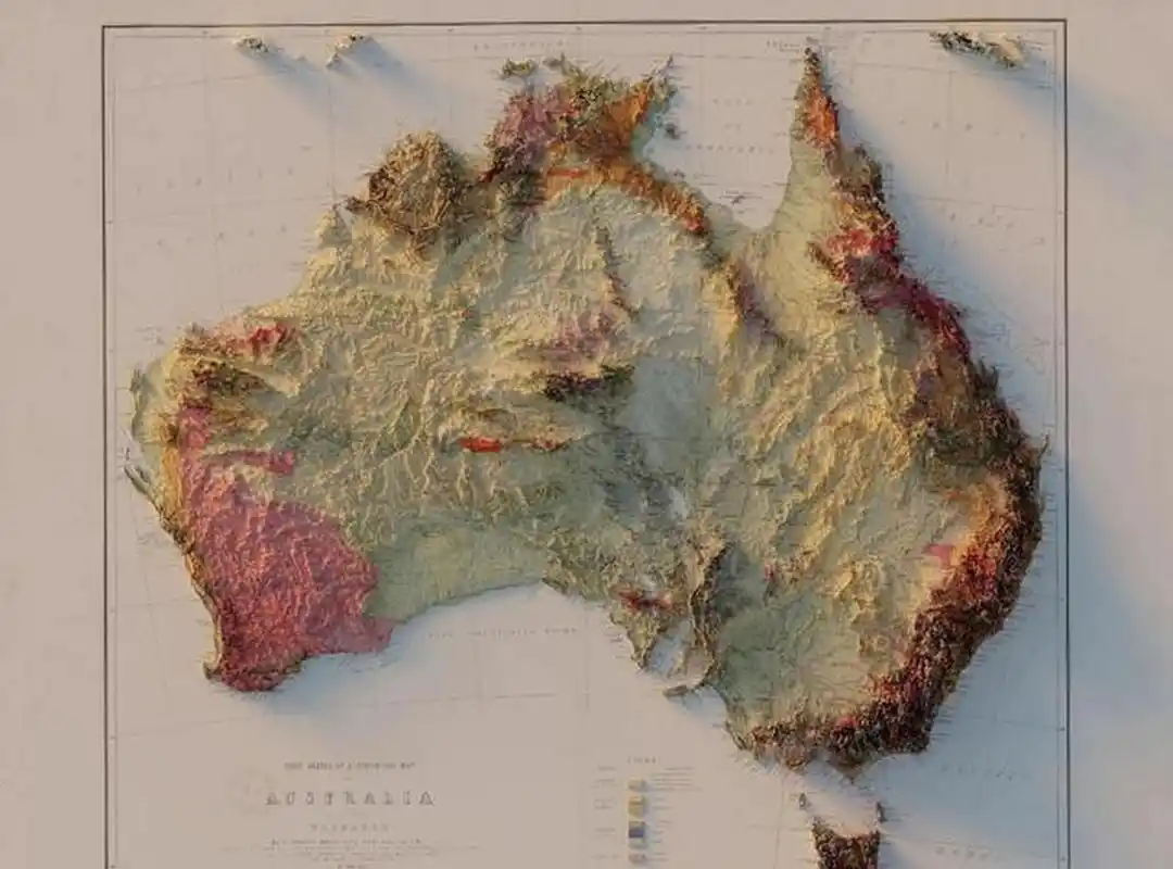 这是澳大利亚的地形图你们觉得像什么