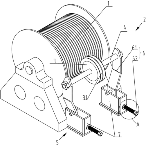 cn102826478a_起重机卷筒压绳装置失效