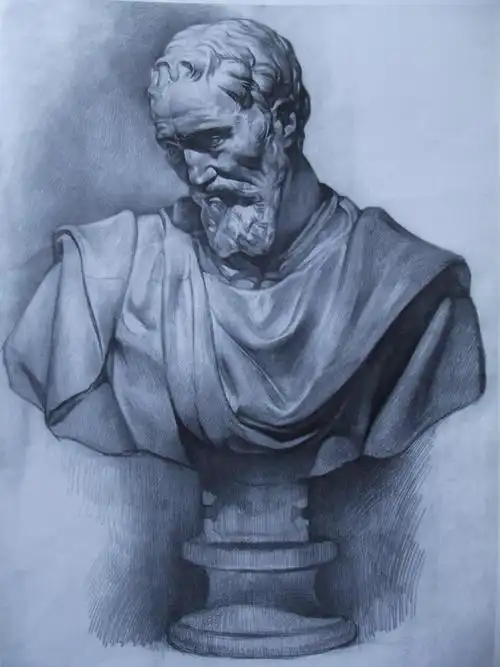 老人半身像素描 吴老师画