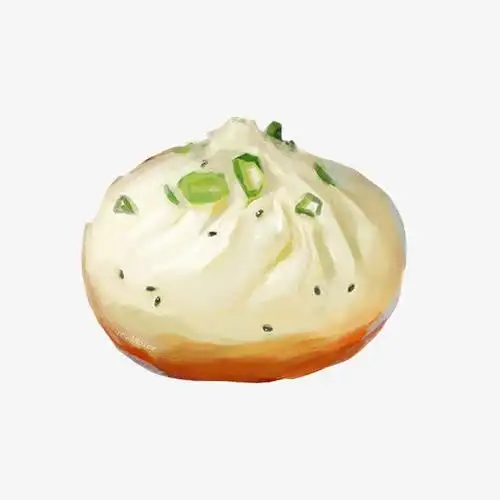 关键词 : 包子,水煎包,手绘美食,白色