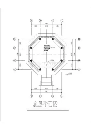 某景区重檐八角亭建筑设计施工图纸