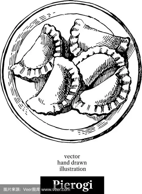 手绘素描自制饺子