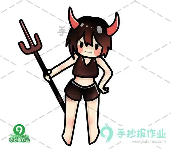 q版恶魔女孩简笔画