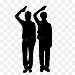 两个军人敬礼剪影