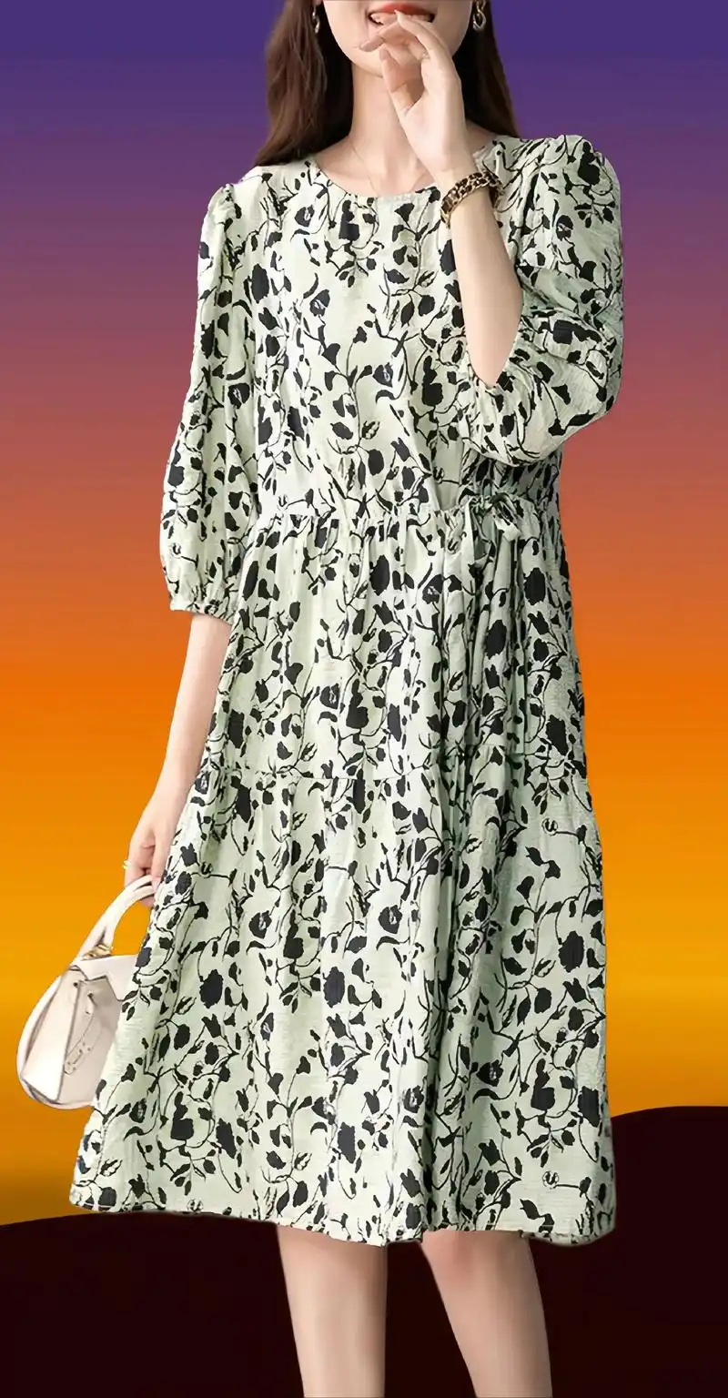 时尚精品女装时尚连衣裙,夏季新款高端原形高级感苎麻时髦气质连衣裙!