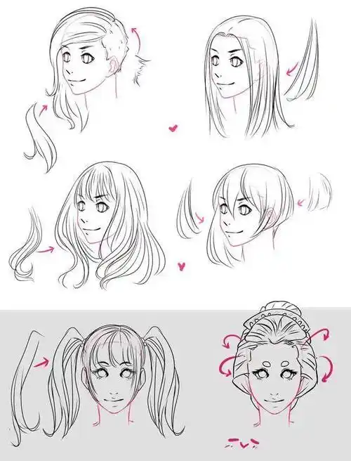 人的头发怎么画画人物头像头发简笔画足不出户学画画-第三日:头发!