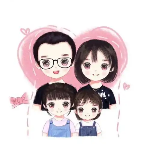 一家四口图片大全简单